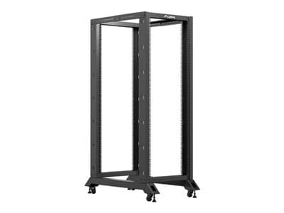 Lanberg - Rack öppen ram - 600 x 1000 mm - 4 stolpar - fristående, golvstående - svart, RAL 9004 - 32U - 19"