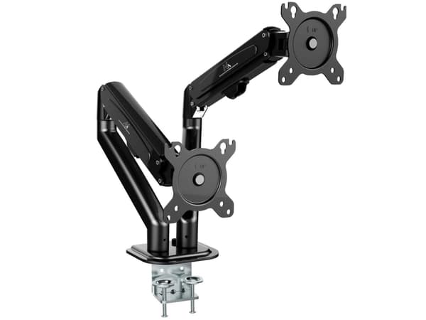 Montering til 2 Maclean-skærme, gasfjeder, 13"-27", 7 kg, sort, MC-861N