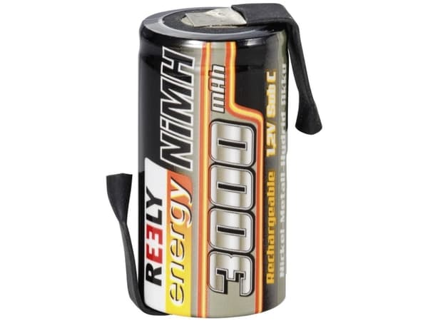 Reely Modelbyggeri-batteri-enkeltcelle NiMH Sub-C 1.2 V 3000 mAh med loddefane