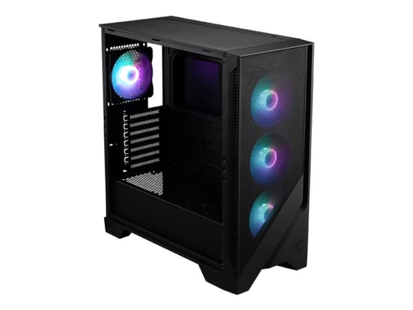 MSI MAG FORGE 320R AIRFLOW - Mid tower - ATX - sidepanel med vindu (herdet glass) - ingen strømforsyning (ATX) - USB/lyd Sort, Gjennomsiktig