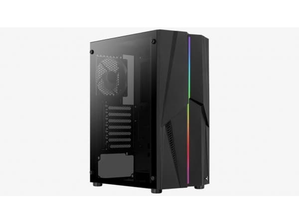 Aerocool PGS Mecha - Mid tower - ATX - genomskinlig sidopanel (härdat glas) - ingen strömförsörjning (ATX) - svart - USB/ljud