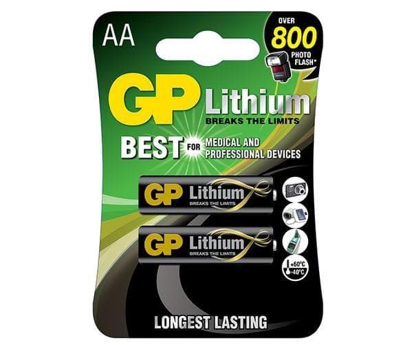 GP Batteries Lithium 15LF, Engangsbatteri, AA, Lithium, 2 stykker, 10 år, -30 - 60 °C