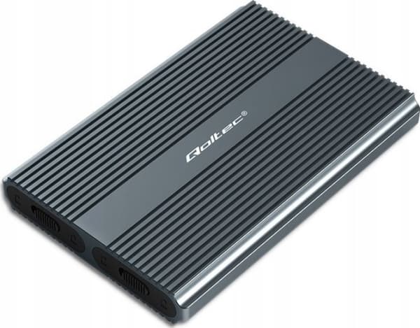 Qoltec - Förvaringslåda - SSD, SATA, dual 2 x 2TB - M.2 - M.2 NVMe Card / PCIe (NVMe) - USB-C 3.1 (Gen 2) - grå