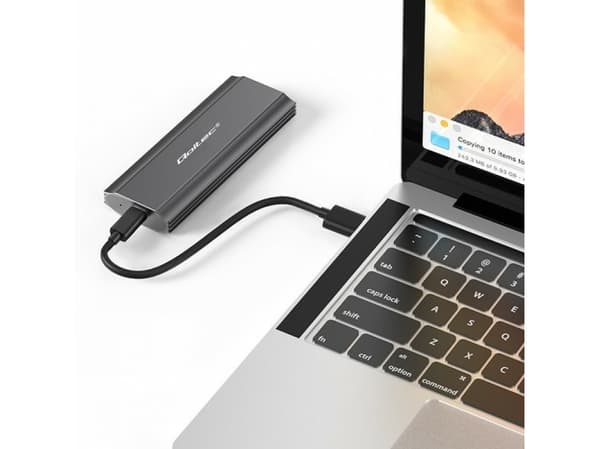 Qoltec NV2271 - Drevkabinett - SSD, SATA, 2TB - M.2 - M.2 NVMe Card / PCIe (NVMe) - USB-C 3.1 (Gen 2) - grå