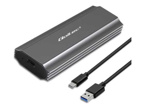 Qoltec NV2271 - Drevkabinett - SSD, SATA, 2TB - M.2 - M.2 NVMe Card / PCIe (NVMe) - USB-C 3.1 (Gen 2) - grå