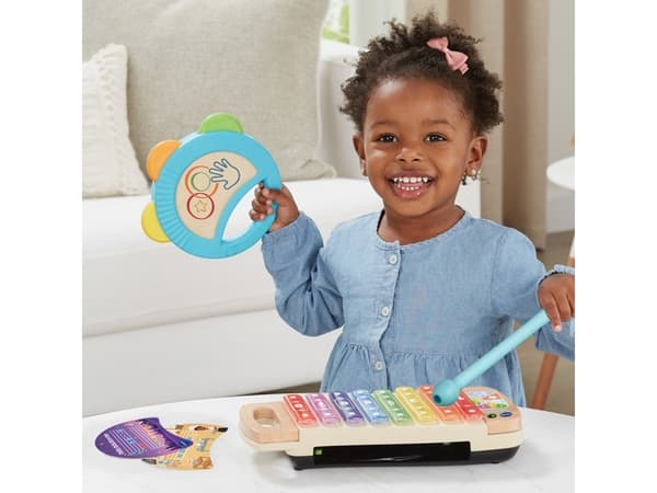 VTech Baby Interaktives Holz-Xylofon mit Tamburin, Musikalsk lekesett, Tamburin, Xylofon, 1,5 år, AA, 600 g, Flerfarget