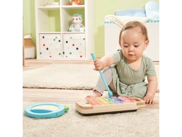 VTech Baby Interaktives Holz-Xylofon mit Tamburin, Musikalsk lekesett, Tamburin, Xylofon, 1,5 år, AA, 600 g, Flerfarget