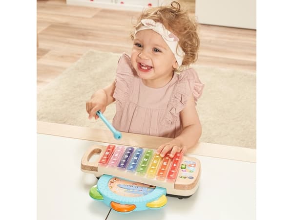 VTech Baby Interaktives Holz-Xylofon mit Tamburin, Musikalsk lekesett, Tamburin, Xylofon, 1,5 år, AA, 600 g, Flerfarget