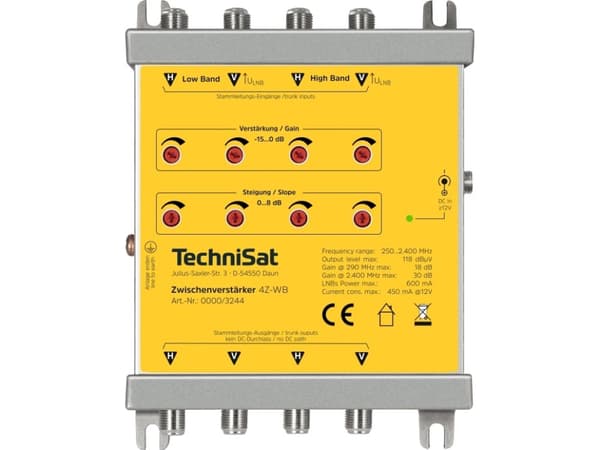 TechniSat 4Z-WB, DC, 12 W, 230 V, 50 Hz, -25 - 50 °C, 10 - 75%