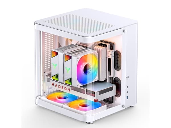 Jonsbo TK-1 2.0, Mini Tower, PC, Hvit, ITX, Micro ATX, Stål, Herdet glass, Spilling