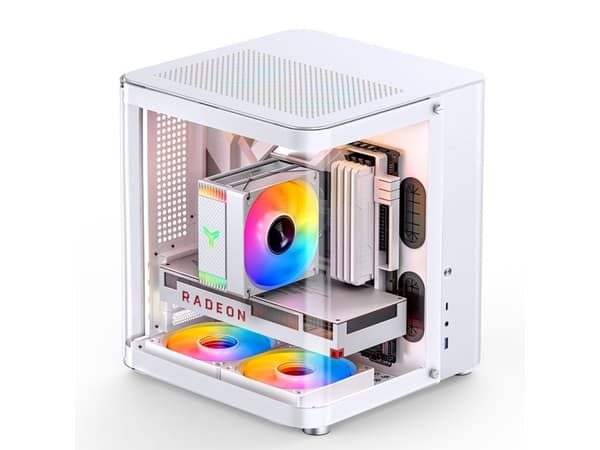 Jonsbo TK-1 2.0, Mini Tower, PC, Hvit, ITX, Micro ATX, Stål, Herdet glass, Spilling
