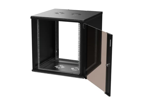 Extralink Premium, Veggmonterbar hylle, 12U, 70 kg, Nøkkellås, Sort