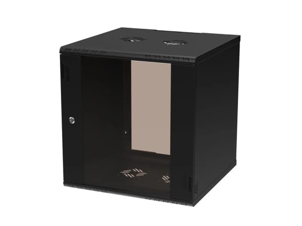 Extralink Premium, Veggmonterbar hylle, 12U, 70 kg, Nøkkellås, Sort