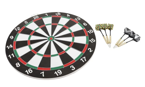 HOME It® dobbeltsidede dartskive med 6 pile Ø41×1,1 cm