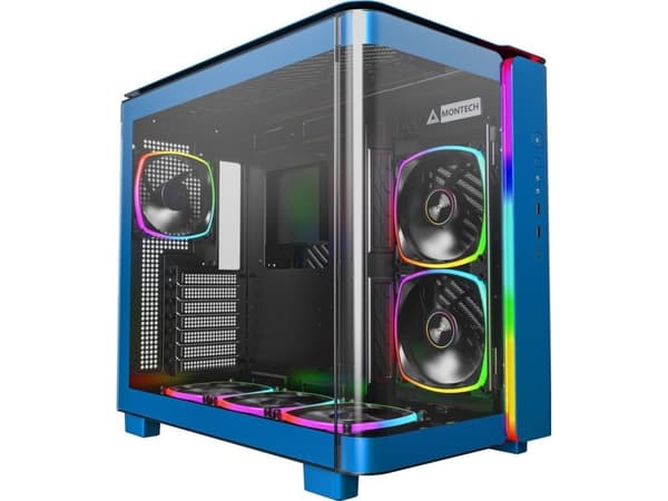 MONTECH KING 95 PRO Midi-Tower Tempered Glass ARGB - Berlin Blue - Velutstyrt midi-tårn - front- og sidepanel laget av herdet glass - venstre sidepan