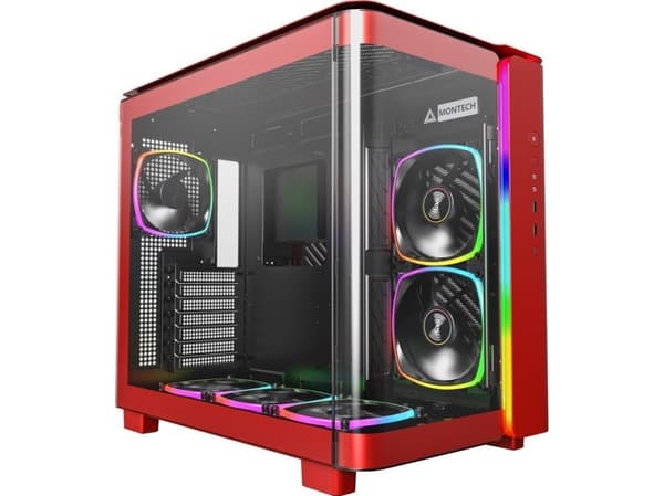 MONTECH KING 95 PRO Midi-Tower Tempered Glass ARGB - punainen - Hyvin varusteltu Midi-Tower - etu- ja sivupaneeli karkaistua lasia - vasen sivupaneel Punainen