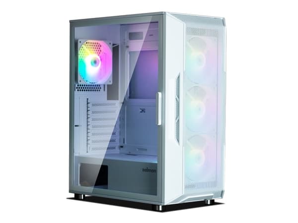 Zalman i3 NEO - Mid tower - ATX - genomskinlig sidopanel (härdat glas) - ingen strömförsörjning - vit - USB/ljud