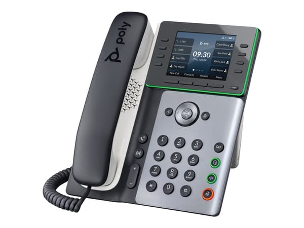Poly Edge E300 - VoIP-puhelin, jossa on soittajan tunnistus/puhelun odotus - 3-suuntainen soittomahdollisuus - SIP, SDP musta