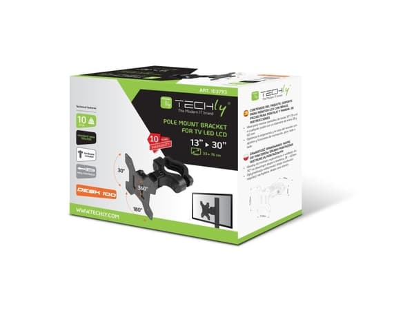 TECHly - Monteringssats (konsol) - för LCD-display - svart - skärmstorlek: 13"-30" - stångmontering