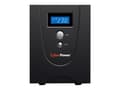 Pikkukuva 2 / 5: CyberPower VALUE2200EILCD, 2,2 kVA, 1320 W, Sini, 47/63 Hz, 7%, Faksi, Modeemi, Verkko, Puhelin