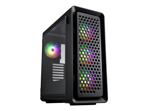 FSP CUT593P - FT - ATX - sidepanel med vindu (herdet glass) - ingen strømforsyning (ATX) - svart - USB/lyd Sort