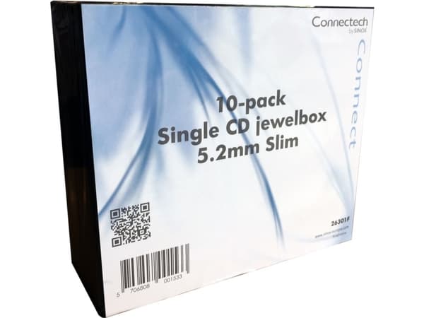 Selek CD Slimcase 5,2 mm 10-pak. Gennemsigtig/sort