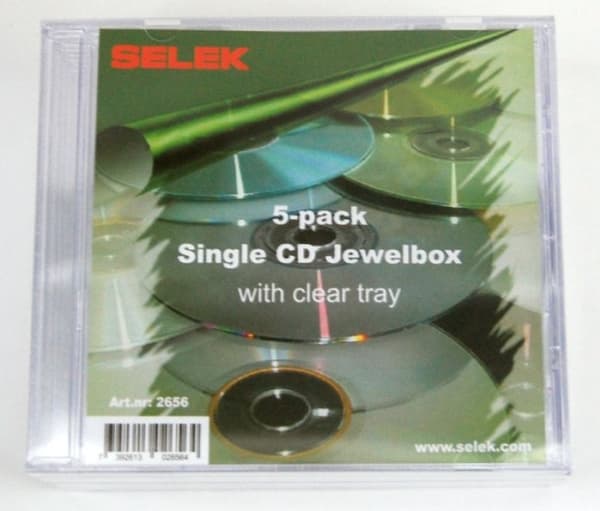 Selek CD-kotelo lokerolla, 5-pack, läpinäkyvä, läpinäkyvä