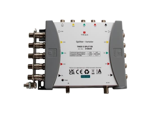 Triax 318644, 5 innganger, 10 utganger, 950 - 2200 MHz, 5 - 862 MHz, 10 mA, -20 - 55 °C