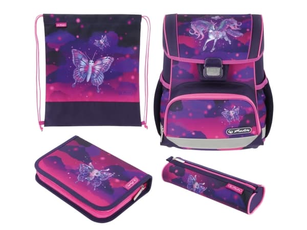 Herlitz Loop Plus Magic Unicorn, Pennfack, Pencil pouch, Skolväska, Sport bag, Flicka, Grundskola, Ryggsäck, 17 l, Framficka, Sidoficka