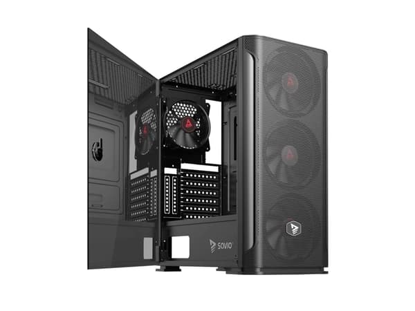 Savio SHADOW X2, Midi Tower, PC, Svart, ATX, EATX, ITX, Mini-ATX, Nät, SPCC