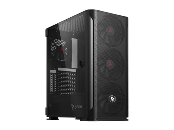 Savio SHADOW X2, Midi Tower, PC, Svart, ATX, EATX, ITX, Mini-ATX, Nät, SPCC Svart