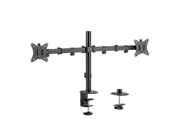 LogiLink dobbel monitorarm, armlengde: 376 mm, sort med bordklemme, lastekapasitet: 9 kg hver, laget av sort stål, - 1 stk (BP0172)