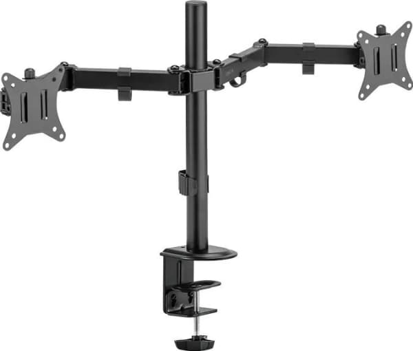 LogiLink dobbel monitorarm, armlengde: 376 mm, sort med bordklemme, lastekapasitet: 9 kg hver, laget av sort stål, - 1 stk (BP0172)