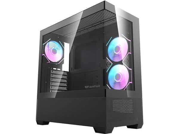 Darkflash DS900 AIR PC-kotelo (musta) + 7 ARGB tuuletinta