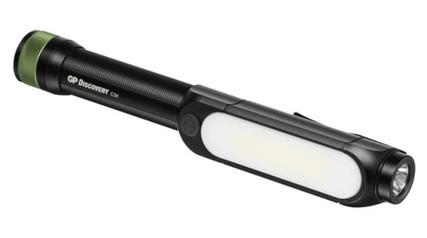 GP Discovery Flashlight with Side COB LED, C34, 350 lumens musta, Vihreä