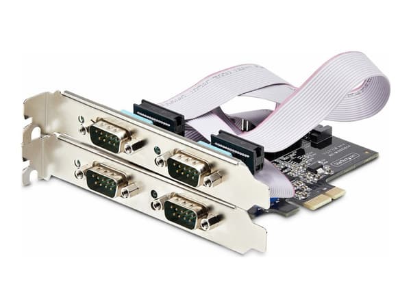 StarTech.com 4-Port Serial PCIe Card, Quad-Port PCI Express to RS232/RS422/RS485 (DB9) Serial Card, Low-Profile Bracket Incl., 16C1050 UART, TAA-Comp