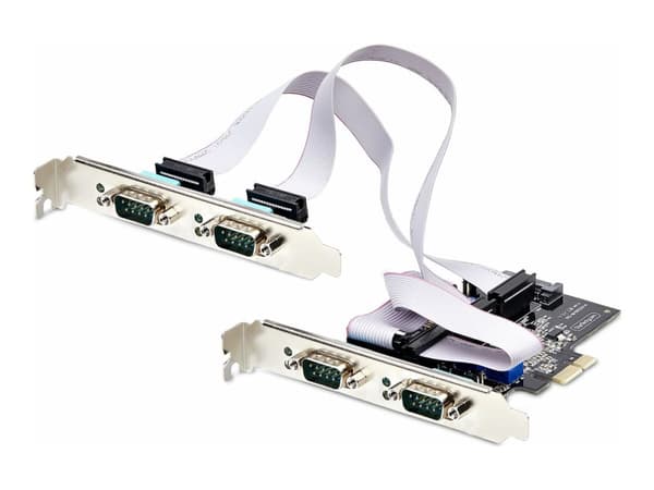 StarTech.com 4-Port Serial PCIe Card, Quad-Port PCI Express to RS232/RS422/RS485 (DB9) Serial Card, Low-Profile Bracket Incl., 16C1050 UART, TAA-Comp