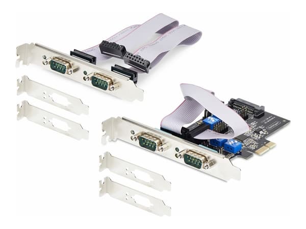 StarTech.com 4-Port Serial PCIe Card, Quad-Port PCI Express to RS232/RS422/RS485 (DB9) Serial Card, Low-Profile Bracket Incl., 16C1050 UART, TAA-Comp Svart