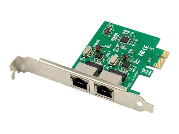 MicroConnect - Nettverksadapter - PCIe - Gigabit Ethernet x 2 Grønn, Sølv