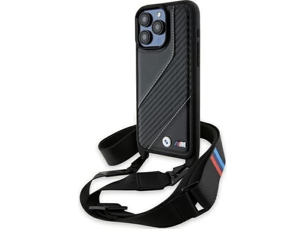 BMW BMHCP15L23PSCCK iPhone 15 Pro 6.1"black/black hardcase M Edition Carbon Stripe & Strap