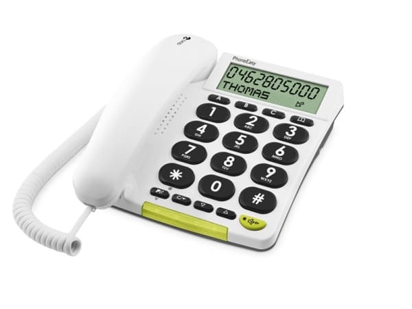 Doro 312cs, Analog telefon, Trådbunden telefonlur, Högtalartelefon, 30 poster, Namn och uppringnings-ID, Vit