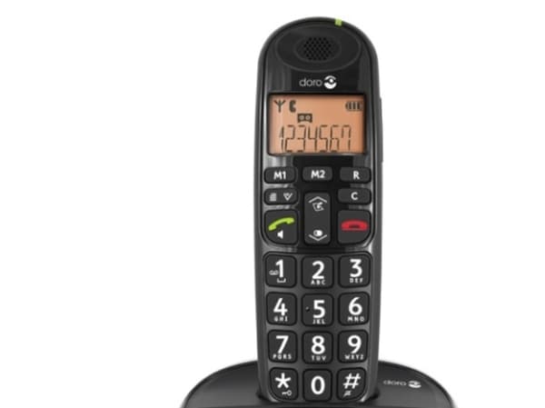 Doro PhoneEasy 105wr, DECT telefon, Høyttalertelefon, 20 oppføringer, Ringe-ID, Svart Sort