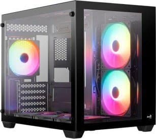 Aerocool Dryft Mini v2 - Mid tower - micro ATX - genomskinlig sidopanel (härdat glas) - ingen strömförsörjning (ATX) - svart - USB/ljud