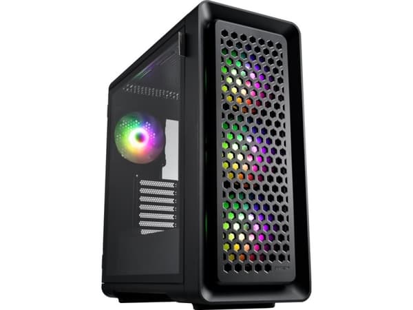 FSP CUT593A - FT - utökad ATX - genomskinlig sidopanel (härdat glas) - ingen strömförsörjning (ATX) - svart - USB/ljud