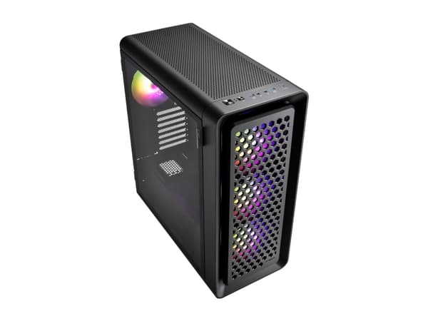 FSP CUT593A - FT - utökad ATX - genomskinlig sidopanel (härdat glas) - ingen strömförsörjning (ATX) - svart - USB/ljud