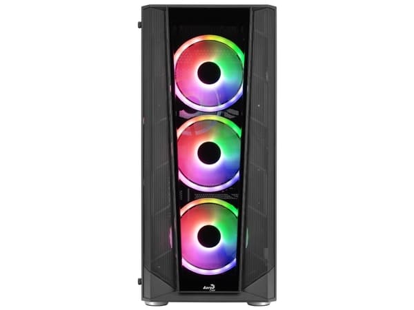Aerocool Prism ARGB, Midi Tower, PC, Musta, ATX, mikro ATX, Mini-ITX, ABS, SPCC, Selkä, Etu