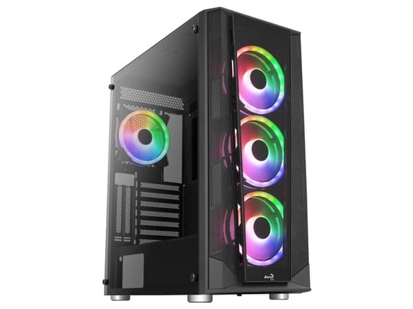Aerocool Prism ARGB, Midi Tower, PC, Musta, ATX, mikro ATX, Mini-ITX, ABS, SPCC, Selkä, Etu musta