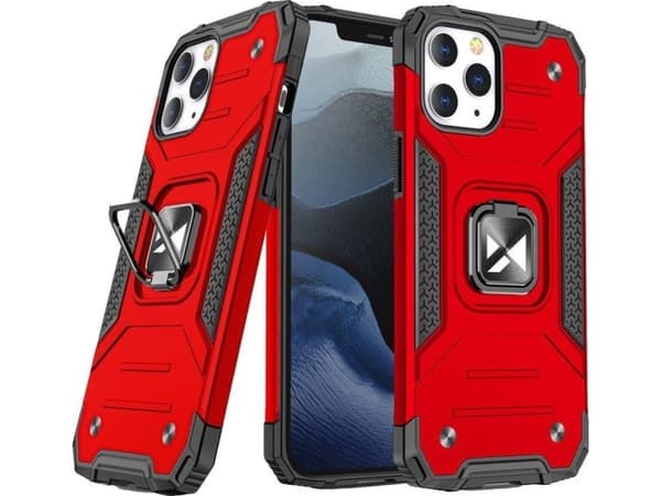 Wozinsky Wozinsky Ring Armour deksel til iPhone 14 Pro Max pansret deksel magnetisk holder ring rød