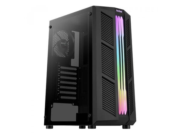 Aerocool PGS Prime - Mid tower - ATX - sidepanel med vindu (herdet glass) - ingen strømforsyning (ATX) - svart - USB/lyd