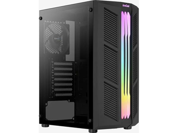 Aerocool PGS Prime - Mid tower - ATX - sidepanel med vindu (herdet glass) - ingen strømforsyning (ATX) - svart - USB/lyd